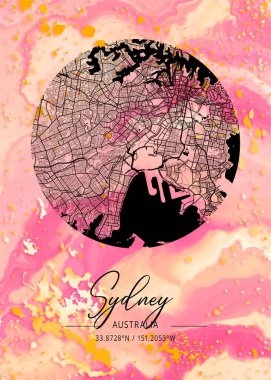 Sydney - Avustralya Columbine Mermer Haritası dünyanın en ünlü şehirlerinin güzel bir kopyası. Bu fiyata böyle bir baskı bulamazsın..