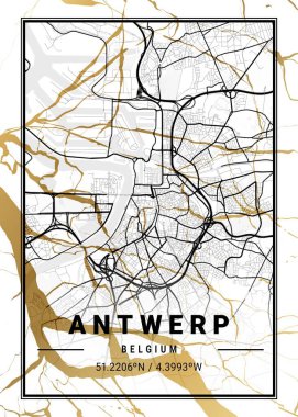 Antwerp - Belçika Kozmos Mermer Haritası dünyanın en ünlü şehirlerinin güzel bir kopyası. Bu fiyata böyle bir baskı bulamazsın..