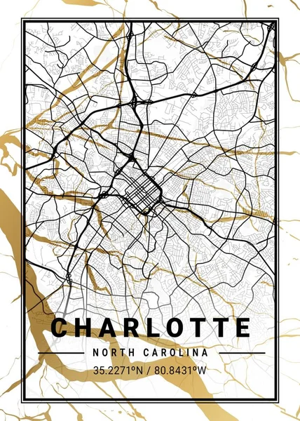 stock image Charlotte - United States Cosmos Marble Map is beautiful prints of the world's most famous cities. You will not find a similar print at this great price.