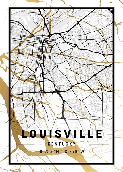 Stock image Louisville - United States Cosmos Marble Map is beautiful prints of the world's most famous cities. You will not find a similar print at this great price.