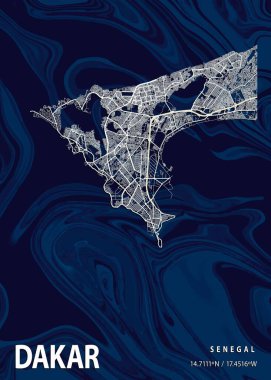 Dakar - Senegal Crocus Mermer Haritası dünyanın en ünlü şehirlerinin güzel bir kopyası. Bu fiyata böyle bir baskı bulamazsın..
