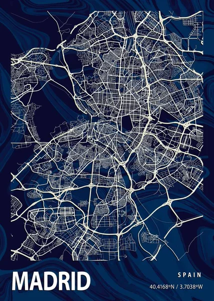 Madryt Hiszpania Crocus Marble Map Piękne Druki Najsłynniejszych Miast Świata — Zdjęcie stockowe
