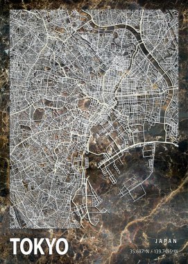 Tokyo - Japonya Dahlia Mermer Haritası dünyanın en ünlü şehirlerinin güzel bir kopyası. Bu fiyata böyle bir baskı bulamazsın..