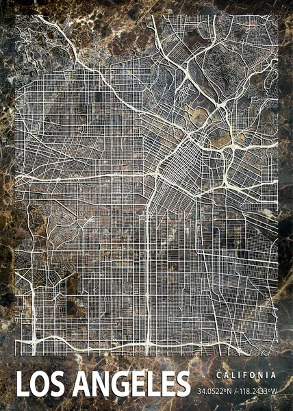 Λος Άντζελες Ηνωμένες Πολιτείες Dahlia Marble Map Είναι Όμορφες Εκτυπώσεις — Φωτογραφία Αρχείου