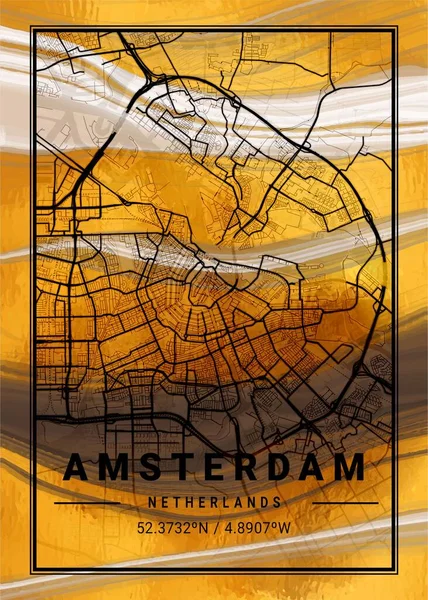 Amsterdam Netherlands Daisy Marble Map Uma Bela Estampa Das Cidades — Fotografia de Stock
