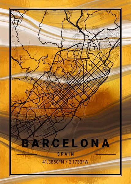 바르셀로나 스페인 데이지 Daisy Marble Map 세계에서 도시들의 아름다운 물이다 — 스톡 사진