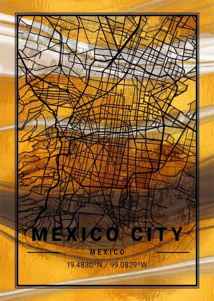 Mexico City Mexico Daisy Marble Map Een Prachtige Prent Van — Stockfoto