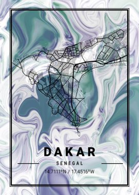 Dakar - Senegal Karahindiba Mermer Haritası dünyanın en ünlü şehirlerinin güzel bir kopyası. Bu fiyata böyle bir baskı bulamazsın..
