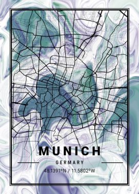 Münih - Almanya Karahindiba mermer haritası dünyanın en ünlü şehirlerinin güzel bir kopyası. Bu fiyata böyle bir baskı bulamazsın..