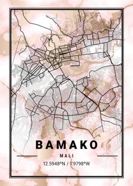 Bamako - Mali Daphne Marble Haritası dünyanın en ünlü şehirlerinin güzel bir kopyası. Bu fiyata böyle bir baskı bulamazsın..