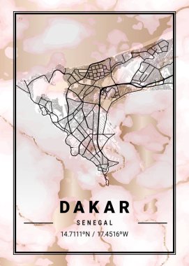 Dakar - Senegal Daphne Marble Haritası dünyanın en ünlü şehirlerinin güzel bir kopyası. Bu fiyata böyle bir baskı bulamazsın..