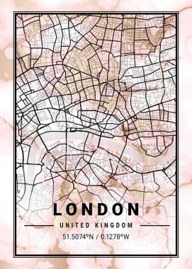 Londra - Birleşik Krallık Daphne Mermer Haritası dünyanın en ünlü şehirlerinin güzel bir kopyası. Bu fiyata böyle bir baskı bulamazsın..