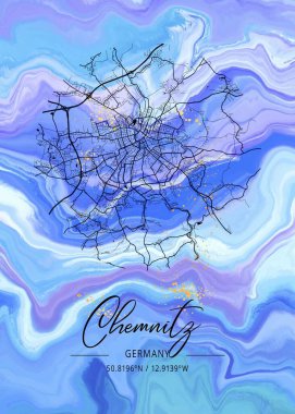 Chemnitz - Almanya Daylily Mermer Haritası dünyanın en ünlü şehirlerinin güzel bir kopyası. Bu fiyata böyle bir baskı bulamazsın..