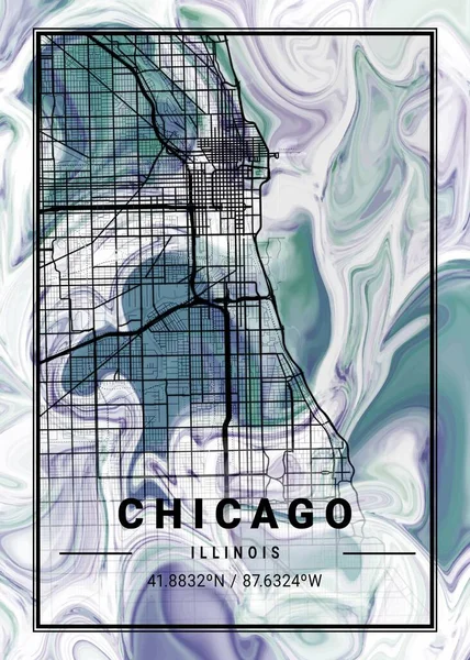 stock image Chicago - United States Dandelion Marble Map is beautiful prints of the world's most famous cities. You will not find a similar print at this great price.