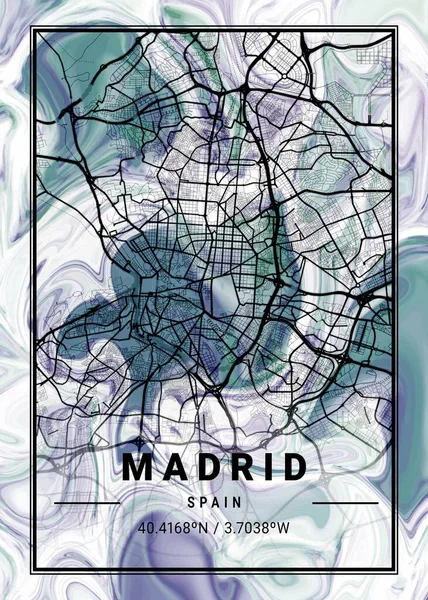 Madryt Hiszpania Marmurowa Mapa Piękne Druki Najsłynniejszych Miast Świata Nie — Zdjęcie stockowe