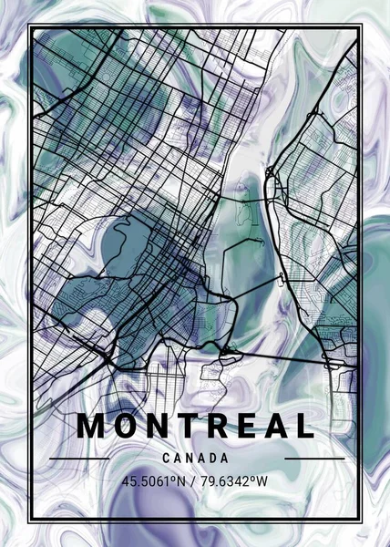 Μόντρεαλ Καναδάς Μαρμάρινος Χάρτης Της Πικραλίδας Είναι Όμορφες Εκτυπώσεις Από — Φωτογραφία Αρχείου