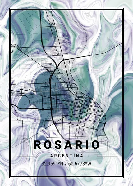 Rosario Argentina Dandelion Marble Map Uma Bela Estampa Das Cidades — Fotografia de Stock