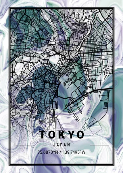 Tokyo Japan Dandelion Marble Map Hermoso Estampado Las Ciudades Más — Foto de Stock