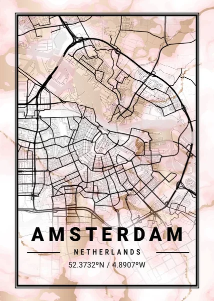 Amsterdam Netherlands Daphne Marble Map Uma Bela Estampa Das Cidades — Fotografia de Stock