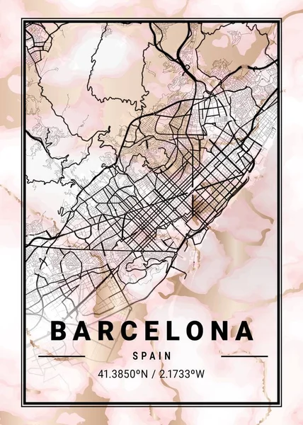 바르셀로나 스페인 다프네 Daphne Marble Map 세계에서 도시들의 아름다운 물이다 — 스톡 사진