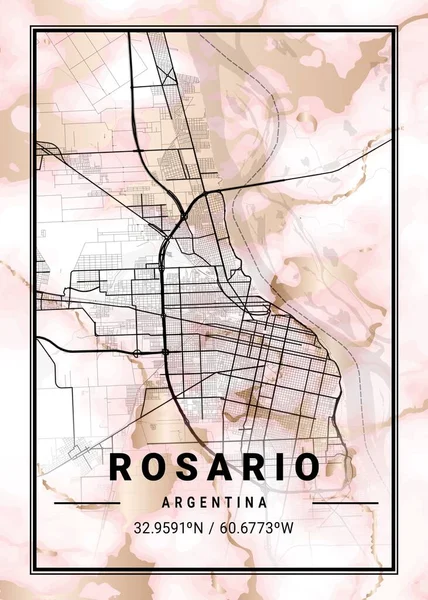 Rosario Arjantin Daphne Marble Haritası Dünyanın Ünlü Şehirlerinin Güzel Bir — Stok fotoğraf