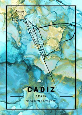 Cadiz - İspanya Çiçek Kupası Mermer Haritası dünyanın en ünlü şehirlerinin güzel bir kopyası. Bu fiyata böyle bir baskı bulamazsın..