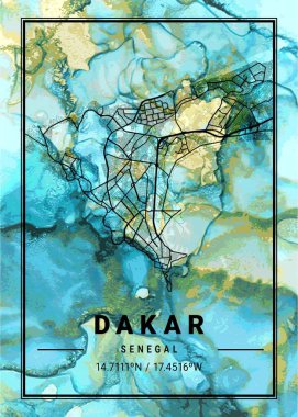 Dakar - Senegal Çiçek Kupa Mermer Haritası dünyanın en ünlü şehirlerinin güzel bir kopyası. Bu fiyata böyle bir baskı bulamazsın..