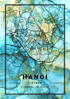 Hanoi - Vietnam Çiçeği Mermer Haritası dünyanın en ünlü şehirlerinin güzel bir kopyası. Bu fiyata böyle bir baskı bulamazsın..