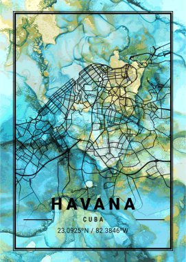 Havana - Küba Çiçek Kupası Mermer Haritası dünyanın en ünlü şehirlerinin güzel bir kopyası. Bu fiyata böyle bir baskı bulamazsın..