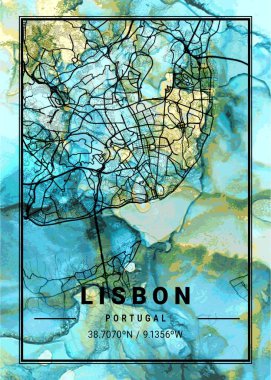 Lizbon - Portekiz Çiçek Kupa Mermer Haritası dünyanın en ünlü şehirlerinin güzel bir kopyası. Bu fiyata böyle bir baskı bulamazsın..