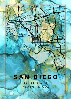 San Diego - Birleşik Devletler Çiçek Kupa Mermer Haritası dünyanın en ünlü şehirlerinin güzel bir kopyası. Bu fiyata böyle bir baskı bulamazsın..