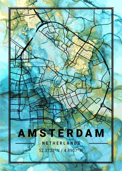 Amsterdam Netherlands Flowercup Marble Map Uma Bela Estampa Das Cidades — Fotografia de Stock
