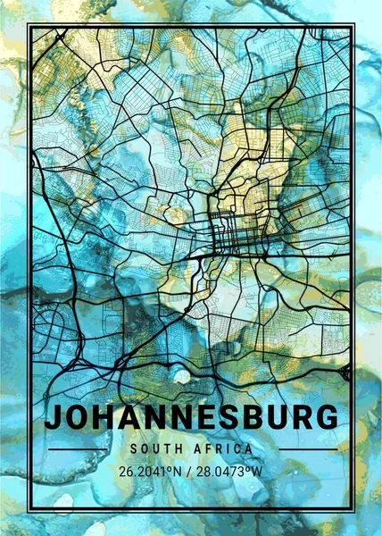 Johannesburgo Sudáfrica Flowercup Marble Map Hermoso Estampado Las Ciudades Más — Foto de Stock