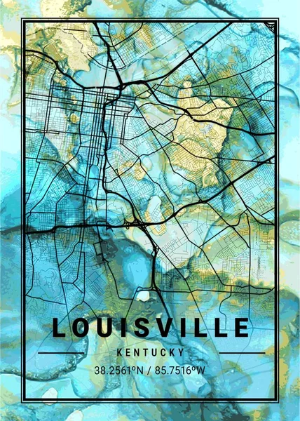 Louisville Ηνωμένες Πολιτείες Flowercup Marble Map Είναι Όμορφες Εκτυπώσεις Από — Φωτογραφία Αρχείου