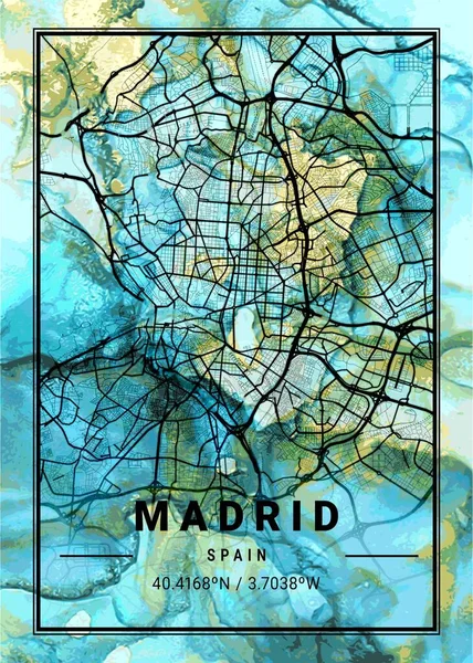 Madryt Hiszpania Kwietnik Marmur Mapa Jest Piękne Wydruki Najsłynniejszych Miast — Zdjęcie stockowe