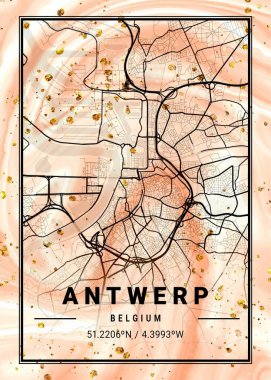 Antwerp - Belçika Frangipani Mermer Haritası dünyanın en ünlü şehirlerinin güzel bir kopyası. Bu fiyata böyle bir baskı bulamazsın..