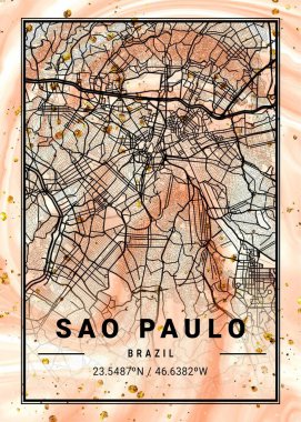 Sao Paulo - Brezilya Frangipani Mermer Haritası dünyanın en ünlü şehirlerinin güzel bir kopyası. Bu fiyata böyle bir baskı bulamazsın..
