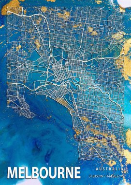 Melbourne - Avustralya Fusia Mermer Haritası dünyanın en ünlü şehirlerinin güzel bir kopyası. Bu fiyata böyle bir baskı bulamazsın..