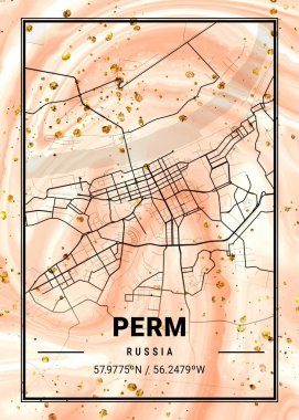 Perm - Rusya Frangipani Mermer Haritası dünyanın en ünlü şehirlerinin güzel bir kopyası. Bu fiyata böyle bir baskı bulamazsın..