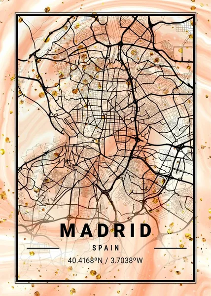 Madrid Spanien Frangipani Marble Map Smukke Prints Verdens Mest Berømte - Stock-foto