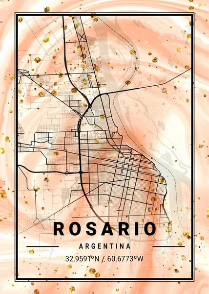Розаріо Аргентинська Картка Франгіпані Марбл Красиві Відбитки Найвідоміших Міст Світу — стокове фото