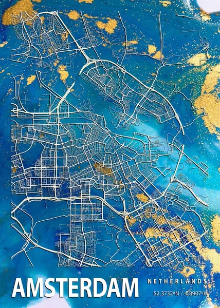Amsterdam Netherlands Fusia Marble Map Uma Bela Estampa Das Cidades — Fotografia de Stock
