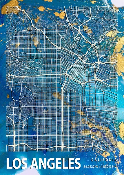 Λος Άντζελες Ηνωμένες Πολιτείες Χάρτης Fusia Marble Είναι Όμορφες Εκτυπώσεις — Φωτογραφία Αρχείου