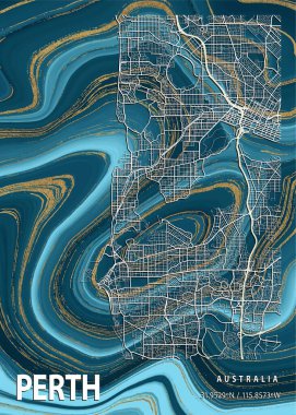 Perth - Avustralya Gardenya Mermer Haritası dünyanın en ünlü şehirlerinin güzel bir kopyası. Bu fiyata böyle bir baskı bulamazsın..