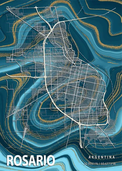 Rosario Argentina Gardenia Marble Map Uma Bela Estampa Das Cidades — Fotografia de Stock