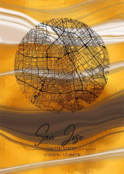 San Jose Ηνωμένες Πολιτείες Gelsemium Marble Map Είναι Όμορφες Εκτυπώσεις — Φωτογραφία Αρχείου