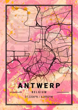 Antwerp - Belçika Gerbere Mermer Haritası dünyanın en ünlü şehirlerinin güzel bir kopyası. Bu fiyata böyle bir baskı bulamazsın..