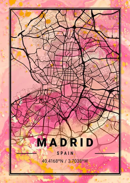 Madryt Hiszpania Gerbere Marble Map Piękne Druki Najsłynniejszych Miast Świata — Zdjęcie stockowe