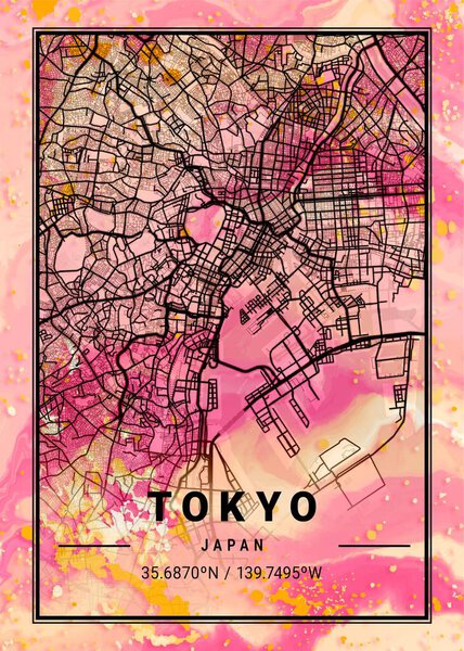 Tokyo - Japan Gerbere Marble Map is beautiful prints of the world's most famous cities. You will not find a similar print at this great price.
