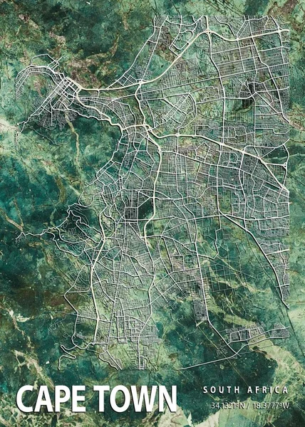 Ciudad Del Cabo Sudáfrica Gloxinia Marble Map Hermoso Estampado Las — Foto de Stock